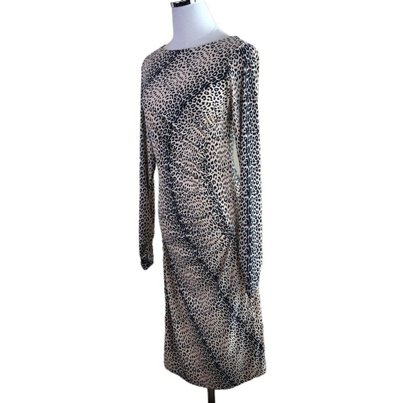 Catherine Malandrino Leopard Animal Print Dress Stretch Pullover Sheath - Picture 9 of 11